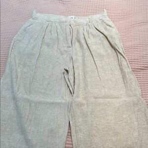 Abercrombie Beige Linen Wide-Leg trouser Pants curve love 30 L